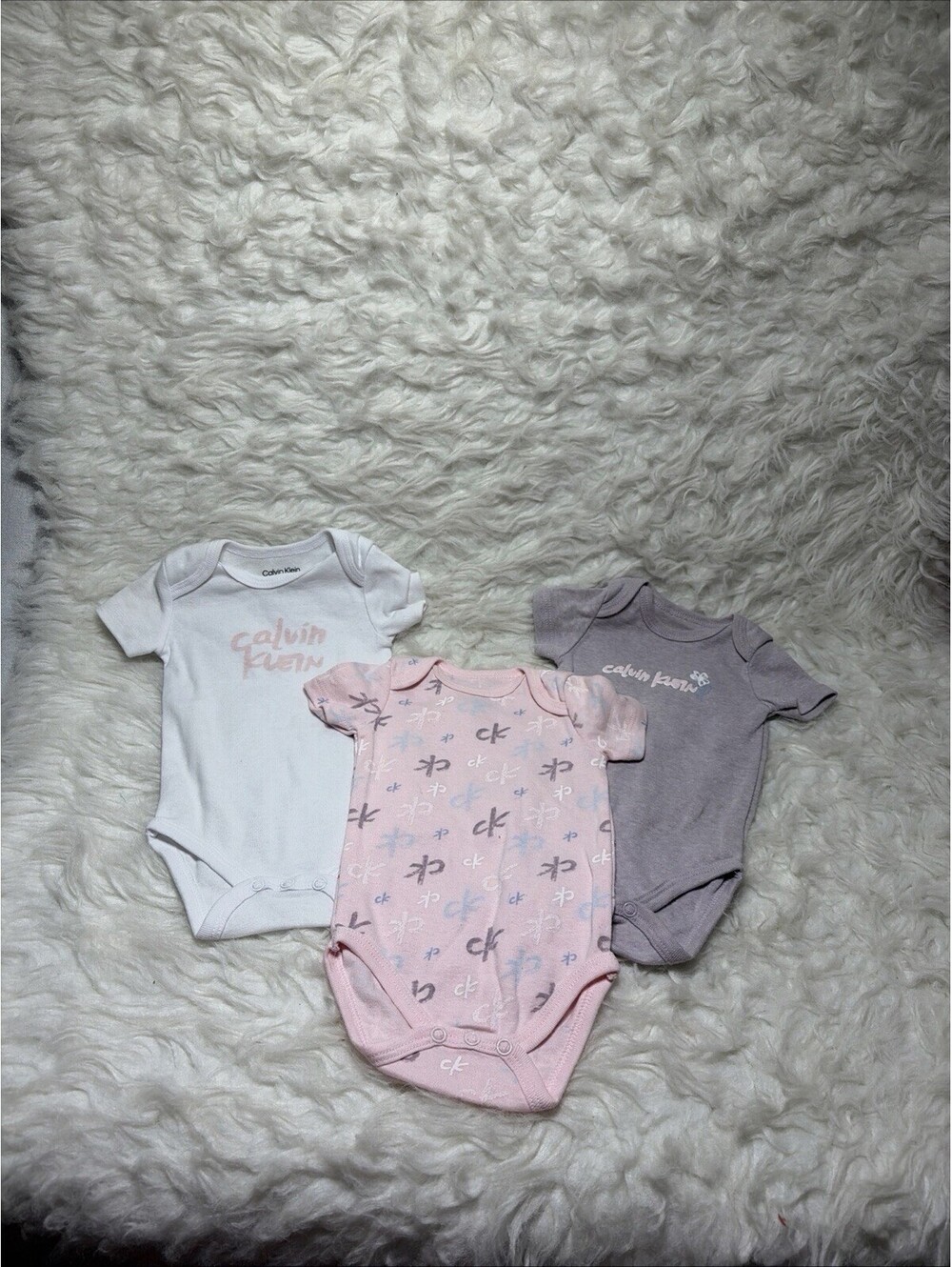 CALVIN KLEIN Bodysuits Lot Of 3 CK Baby Girl Size 0-3 Months